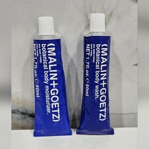 New and Sealed Malin+Goetz Blue Botanical Body Moisturizer and Body Wash Set